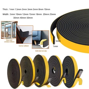 Neoprene Self Adhesive Backed Foam Sponge Strip Roll Sheet Tape Sticky Seal EPDM - Picture 1 of 7