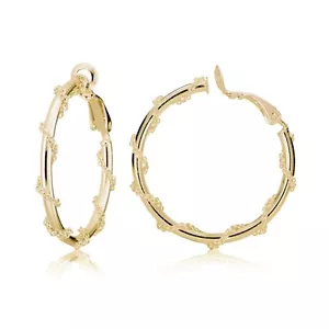 Gold Tone over Sterling Silver Chain Wrap Clip-On Hoop Earrings, 25mm - Picture 1 of 4