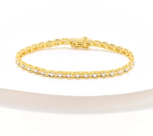 Brazalete de tenis Affinity Diamonds de plata de ley revestido de oro de 1,00 cttw, 7-1/4" - Imagen 1 de 2