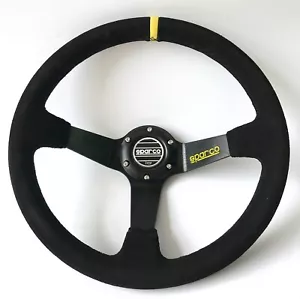 350mm Suede Leather Deep Dish Racing Steering Wheel Fit for MOMO hub SPC OMP hub - Picture 1 of 4