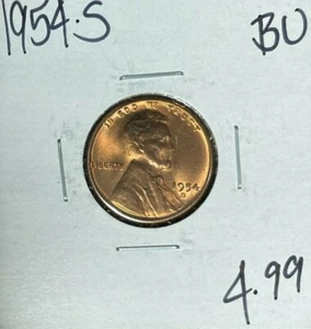 CENTAVO DE TRIGO LINCOLN 1954-S ~ BU ~HERMOSA MONEDA~ - Imagen 1 de 2
