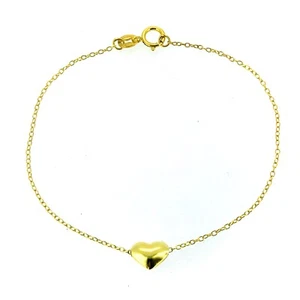 18 kt Gelbgold plattiert Sterlingsilber schwimmendes Herz Bettelkette Armband 7"  - Bild 1 von 4