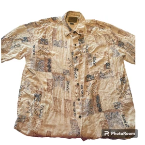 Utopia Vintage Men's 100% Silk Short Sleeve Hawaiian Button Down Shirt XL - Picture 1 of 5