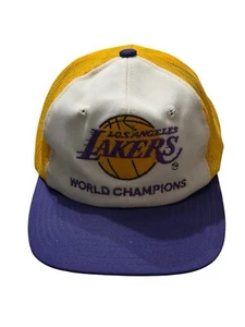 Vintage Los Angeles Lakers Snapback Trucker Hat 1987 World Champion - Picture 1 of 6