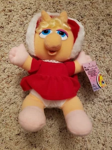 MUÑECA DE PELUCHE VINTAGE 1988 BABY MISS PIGGY MCDONALDS NAVIDAD MUPPET JUGUETE con ETIQUETA ORIGINAL - Imagen 1 de 7