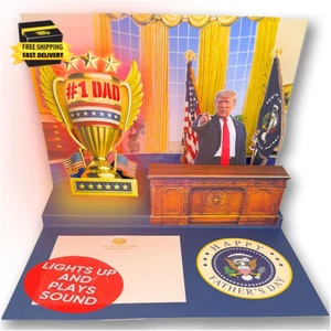 Talking Donald Pop up Father'S Day Card with Light and Sound - Presidential Mess - Picture 1 of 5