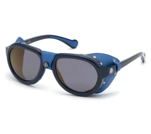 Moncler ML 0090 90D Blue Polarized Acetate Round Sunglasses 55-20-140 Italy (M) - Picture 1 of 1
