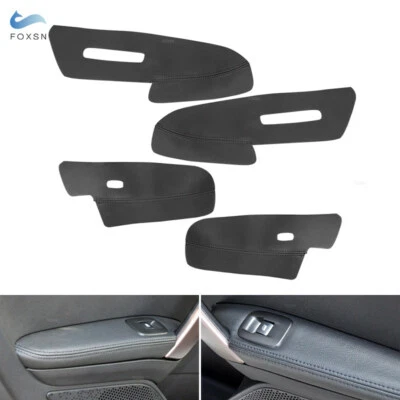 4 шт. ПОЛНОСТЬЮ черная дверная панель подлокотник кожаная крышка отделка для Peugeot 2008 - Изображение 1 из 4