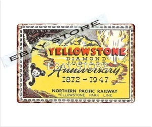 1947 Northern Pacific Railway Yellowstone Park Line Jubiläum Blechschild Plakette - Bild 1 von 2