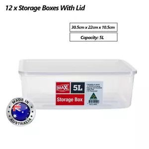 12 x 5L Plastic Storage Container Kitchen Fridge Pantry Organiser Tubs Tool Box - Picture 1 of 2