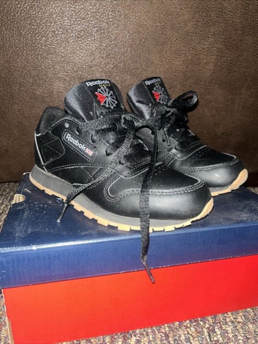 Reebok Sneakers Tennis Classiche in Pelle Unisex Bambini Nero Gomma Taglia 2 anni