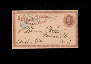 Verona Mills Blue Michigan Multiple Watermarks 1876 Liberty Postal Card 5e - Picture 1 of 2