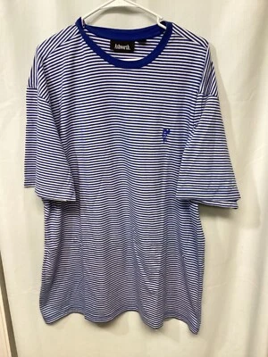 Camiseta de golfe Ashworth listrada azul XL algodão T17 - Imagem 1 de 4