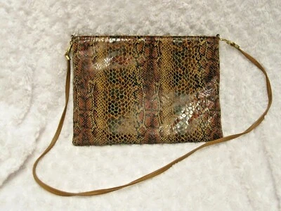 Bags By Pinky Crossbody Bag Purse Leather Reptile Snake Print - Image 1 of 4