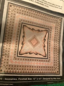Vintage MCM Needlepoint Mazaltov’s Open Canvas Needlework Kit Geometrics 12x12 - Picture 1 of 4