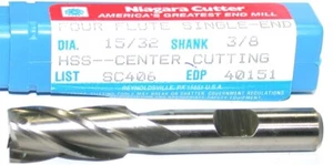 Niagara 15/32" Durchmesser 4 Flöte Center Schneiden HSS Endfräse 40151 Neu - Bild 1 von 1
