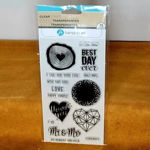 Estampillas transparentes Hampton Art para boda, Best Day Ever, Mr. & Mrs. 15 piezas ¡NUEVO! - Imagen 1 de 10