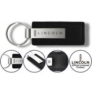 New! Lincoln Black Leather Key Fob Authentic Logo Key Chain Official Licensed - Picture 1 of 4