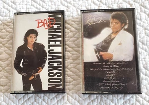Michael Jackson Thriller & Bad Cassette Tapes Bundle Lot (2) Tested Working - Picture 1 of 7