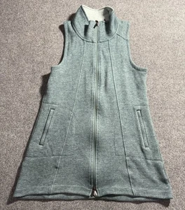 Toad and Co Womens Long Line Vest Heathered Blue Green Pockets - Picture 1 of 6