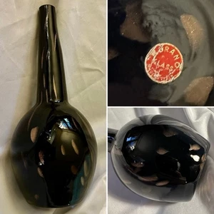 Murano italienische Vase schimmernd Goldwirbel in schwarzem Glas 12" Vintage MCM signiert - Bild 1 von 11