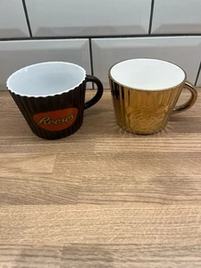 2 x Reese’s Gold & Brown With Logo Coffee Cup, Tea, Mug  Peanut Butter Cup - Picture 1 of 7