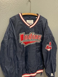 Vintage 90’s Starter MLB Cleveland Indians Baseball Nylon Windbreaker 2XL - Picture 1 of 4