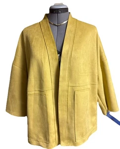 "Chaqueta abierta de gamuza Joan Vass NY Pkts talla S Pit to Pit 23"" L 26""" - Imagen 1 de 13