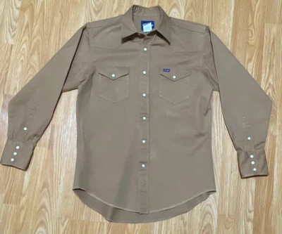 WRANGLER Para hombres Perla Snap Western Lona Pesada Camisa de Trabajo Corte Vaquero Caqui M px Foto 1 de 4