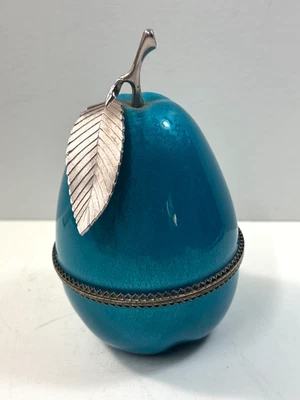 Encendedor de mesa vintage Evans esmalte azul pera guilloche Foto 1 de 4