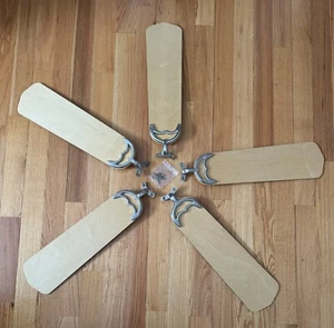 Casablanca Panama Ceiling Fan 5 Blades & Irons - Maple Wood & Brushed Nickel EUC - Picture 1 of 4
