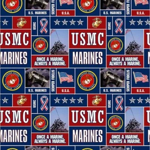 United States Military US Marines Fleece Fabric Geometric-USMC Blanket Fabric - Picture 1 of 1