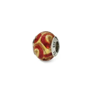 Gelbgold Rot Italienische Murano Glasperlen .925 Sterlingsilber Reflection Beads - Bild 1 von 5