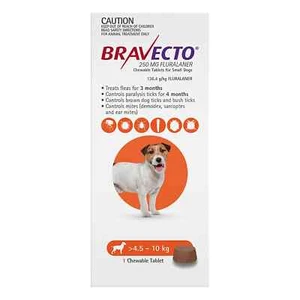 Bravecto (3 Month Chew) Orange For Small Dogs 4.5-10kg 1 Chewable Tablet Pack - Picture 1 of 2