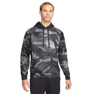 NEW MEN’S NIKE THERMA-FIT CAMO HOODIE SWEATSHIRT! BLACK GREY WHITE! BIG & TALL! - Picture 1 of 6