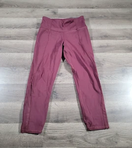 Athleta Lightning Capri Pants Womens Small Burgundy Leggings Stretch Gym Yoga - Picture 1 of 13