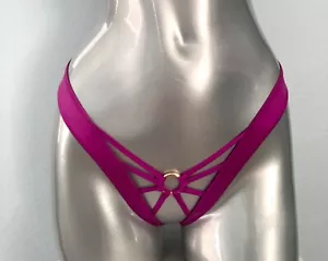 Victorias Secret Nwt Outrageous Pink Crotchless Open High Leg Thong Panty - Picture 1 of 3