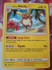 Pokémon TCG Alolan Raichu Crimson Invasion 31/111 Regular Rare NM - Picture 1 of 3