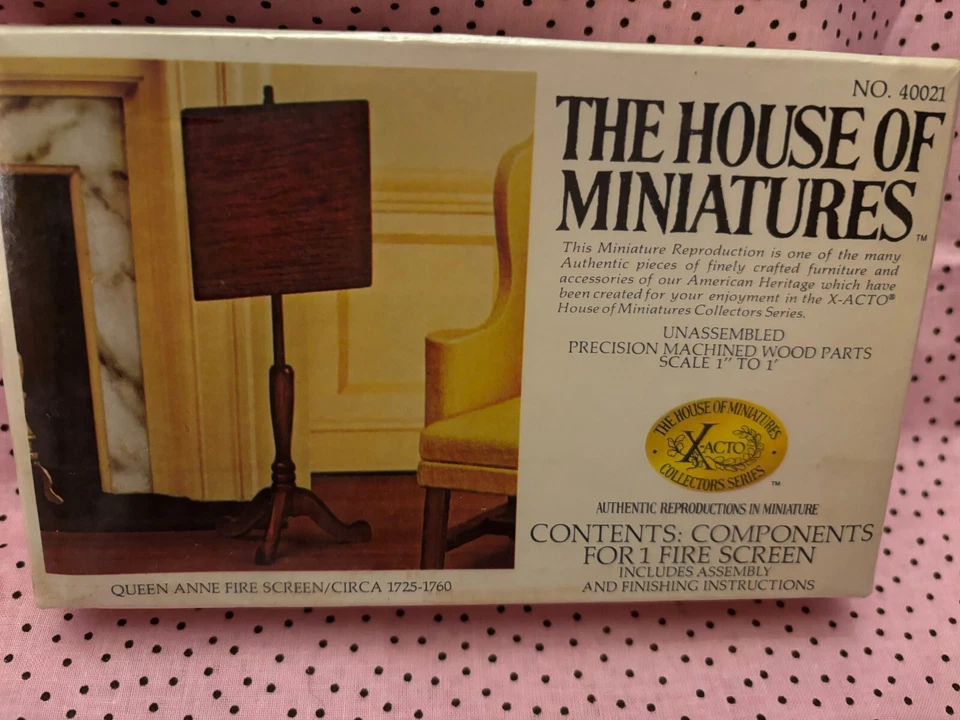 House of Miniatures娃娃屋家具套件安妮女王防火屏40021新品 — 第 1/1 张图片