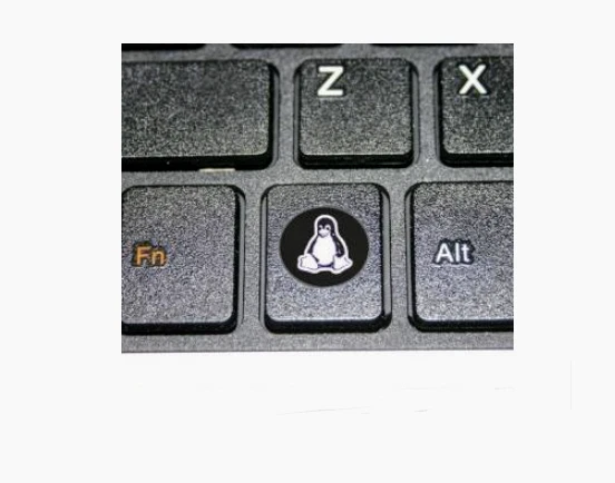 Linux "Super Key" Tux Sticker to Cover Keyboard Windows Logo (Black and White) - Image 1 of 1
