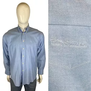 Vtg BEN SHERMAN Blue Button Down Oxford Shirt M Mod Skinhead Suedehead Pleat - Picture 1 of 6