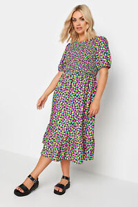Yours Curve Women's Plus Size Floral Print Shirred Midaxi Dress