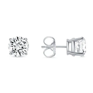 2.75 Ct Round Earrings Studs Solid 950 Platinum Brilliant Cut Push Back Basket - Picture 1 of 3