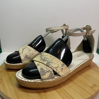 Женские кожаные босоножки эспадрильи Cole Haan 9,5 цвет белый со змеиным принтом Grand OS - Изображение 1 из 4