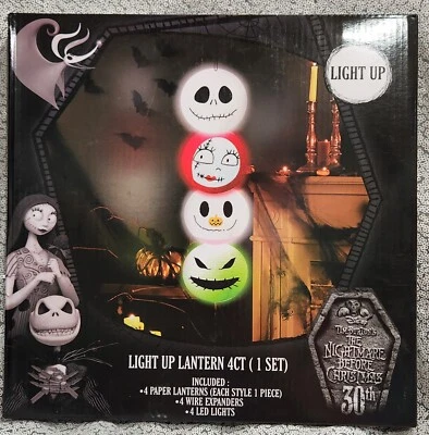 Набор из 4 светящихся бумажных фонарей Nightmare Before Christmas Sally Jack 30th Anniv - Изображение 1 из 4