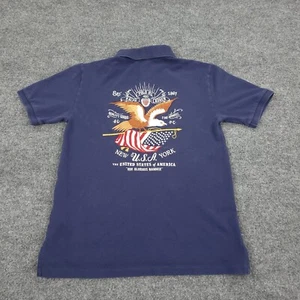 Polo Ralph Lauren Polo Shirt Boys Large Blue Eagle Flag Our Glorious Banner PRL - Picture 1 of 10