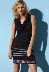 Abito BOHO senza maniche DESIGUAL 71V2WN2 Maglietta Cowl Stretch Blu Stretch taglia XL - Foto 1 di 8