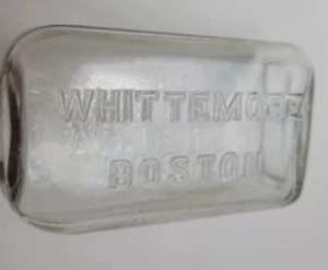 Botella de medicina Whittemore antigua coleccionable vidrio brillante francés 4,5" x 2" - Imagen 1 de 4