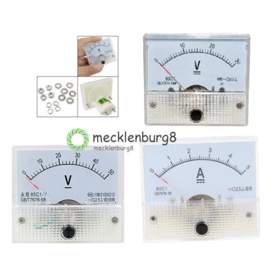 Analog Panel AMP Meter Voltmeter Gauge 85C1 GB/T7676-98 DC 0-30V/50V 0-5A/10A M - Bild 1 von 4