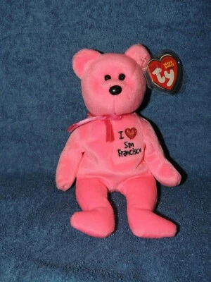 ORIGINAL TY BEANIE BABIES *Original Ty Beanie Baby I LOVE SAN FRANCISCO Bär mit Tag Vitrinenstück Geschenk